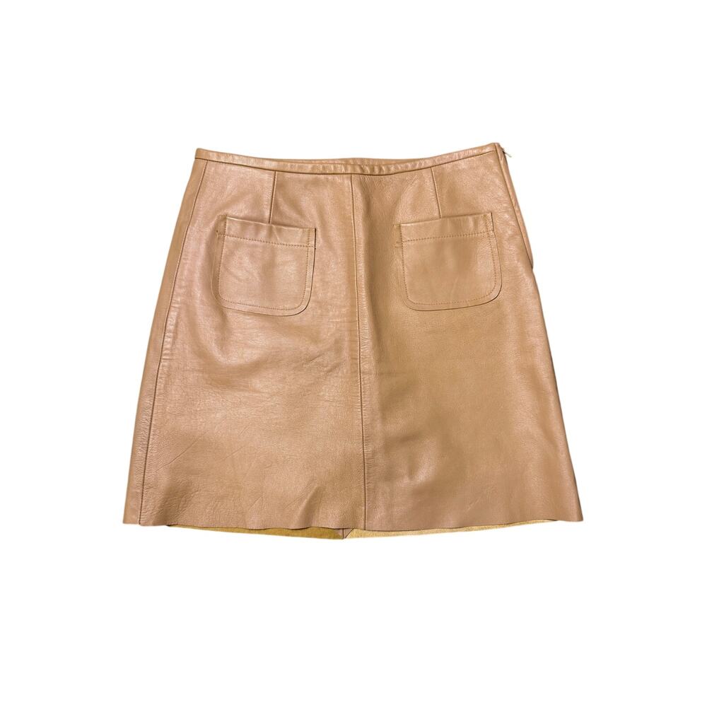 Sandro Tan Lamb Leather Skirt